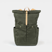 Load image into Gallery viewer, Waxed Canvas Roll Top Backpack