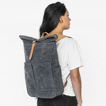Load image into Gallery viewer, Waxed Canvas Roll Top Backpack