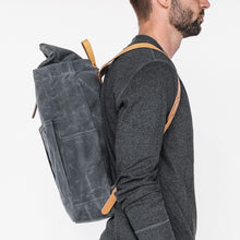 Load image into Gallery viewer, Waxed Canvas Roll Top Backpack
