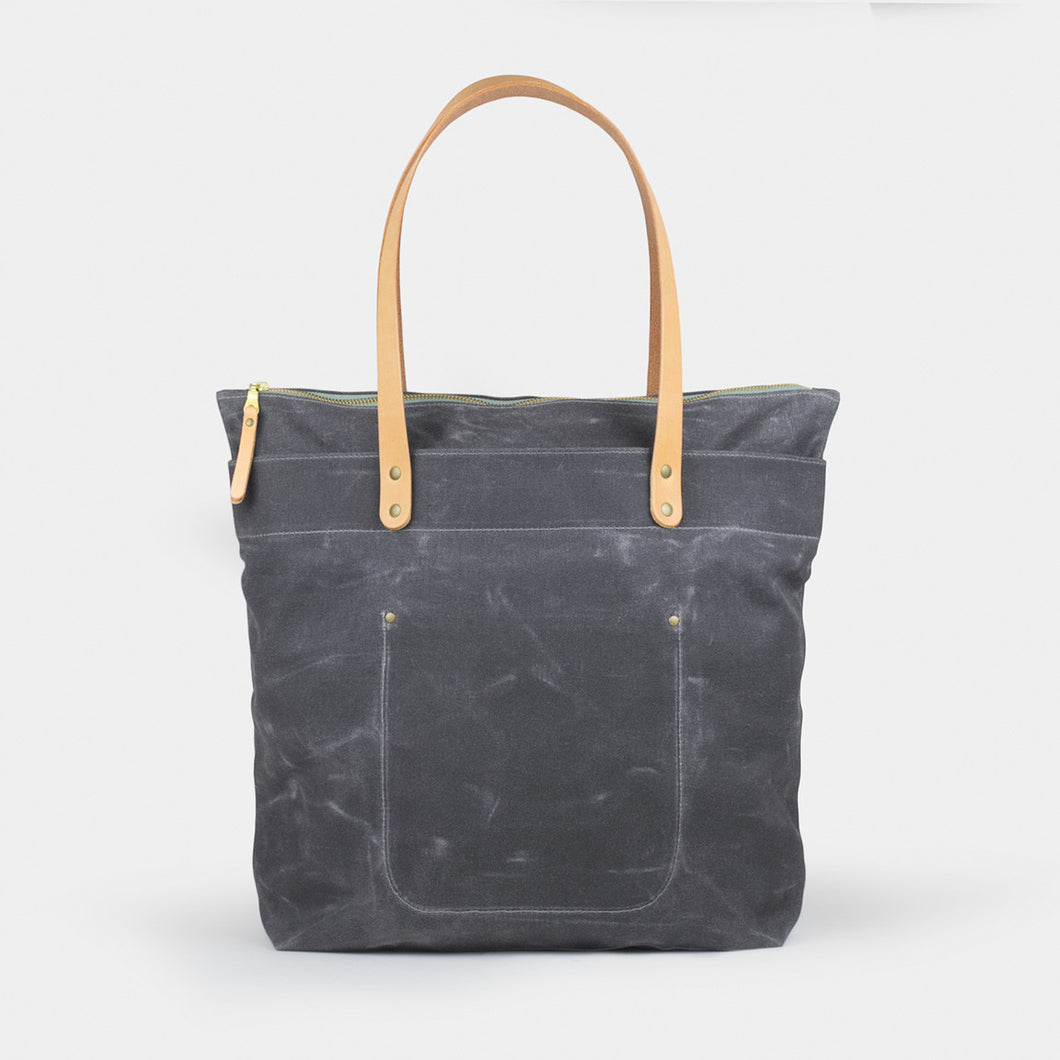 Waxed Canvas Zipper Tote Bag