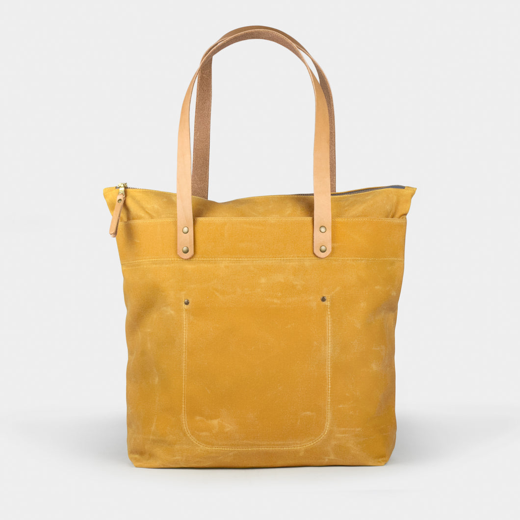 Waxed Canvas Zipper Tote Bag
