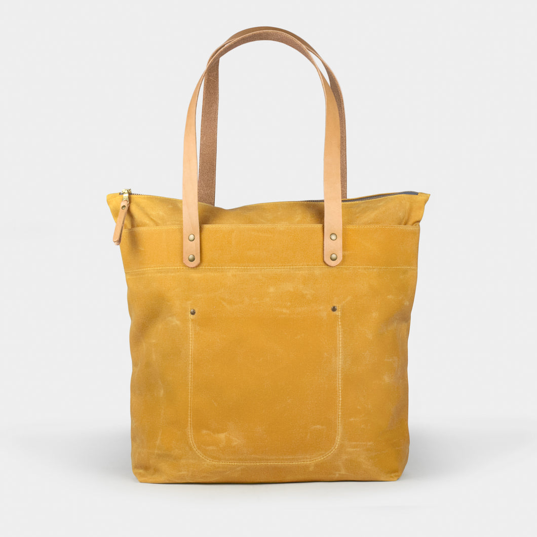 Waxed Canvas Zipper Tote Bag